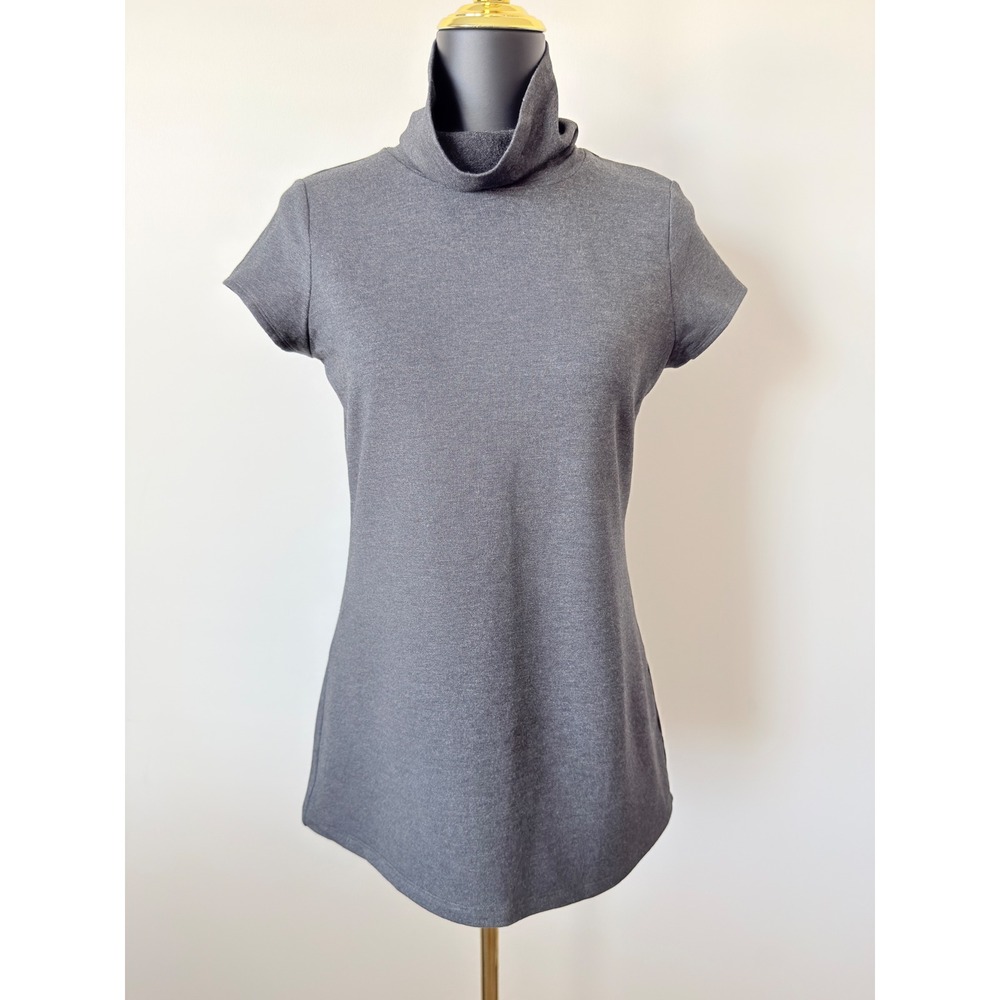 Cabi Slinky Turtleneck 4372 Heather Gray Short Sleeve Knit Top Small